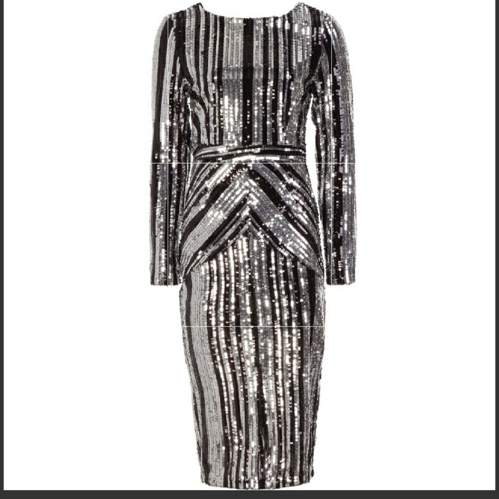 Boutique Lara stripe sequin midi dress